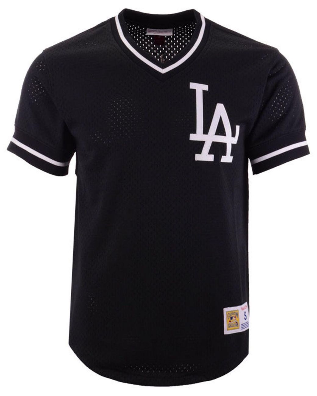 Mitchell & Ness Los Angeles Dodgers Mesh V-neck Jersey in Black