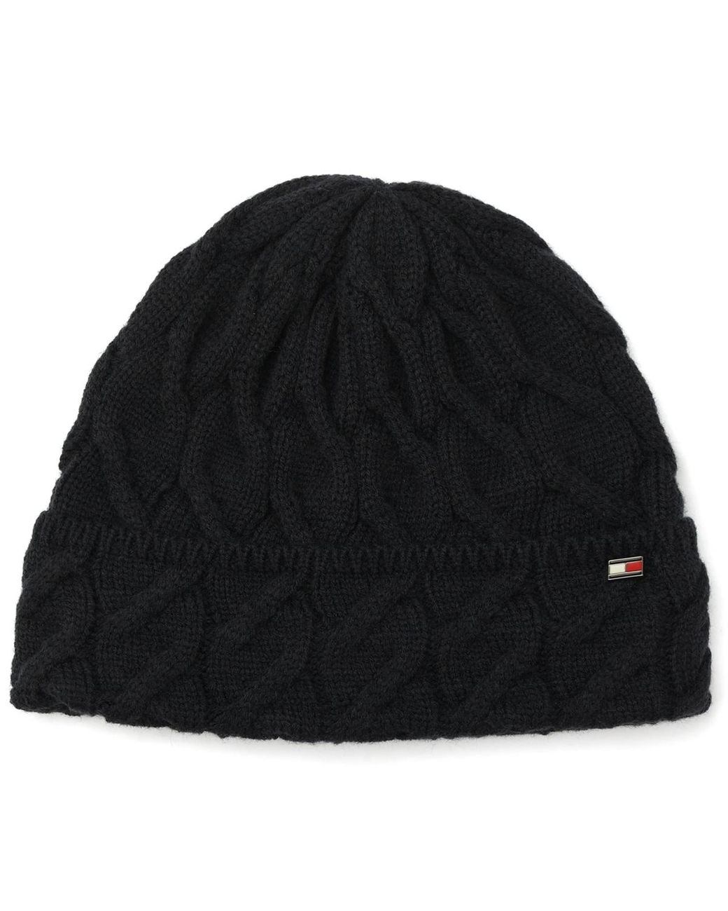 Tommy Hilfiger Black Wide Cable Cuff Hat for men