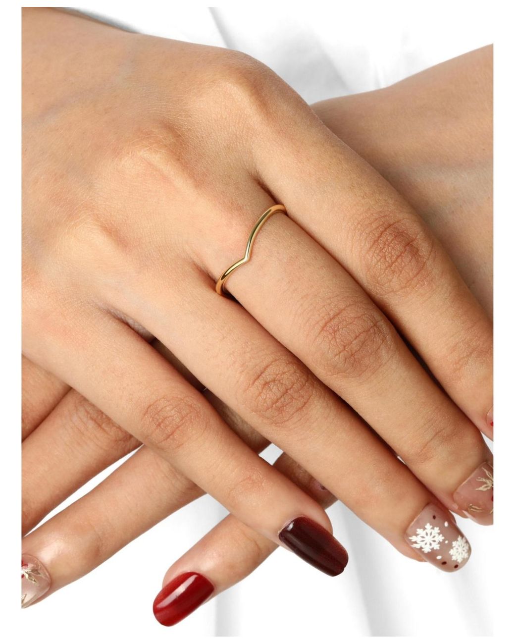 DEVATA Metallic Chevron Ring