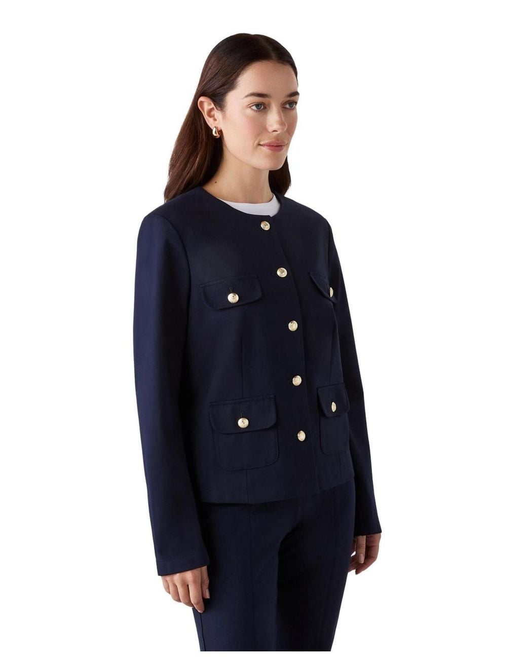 Finery London Imogen Ponte Jersey Jacket in Blue | Lyst