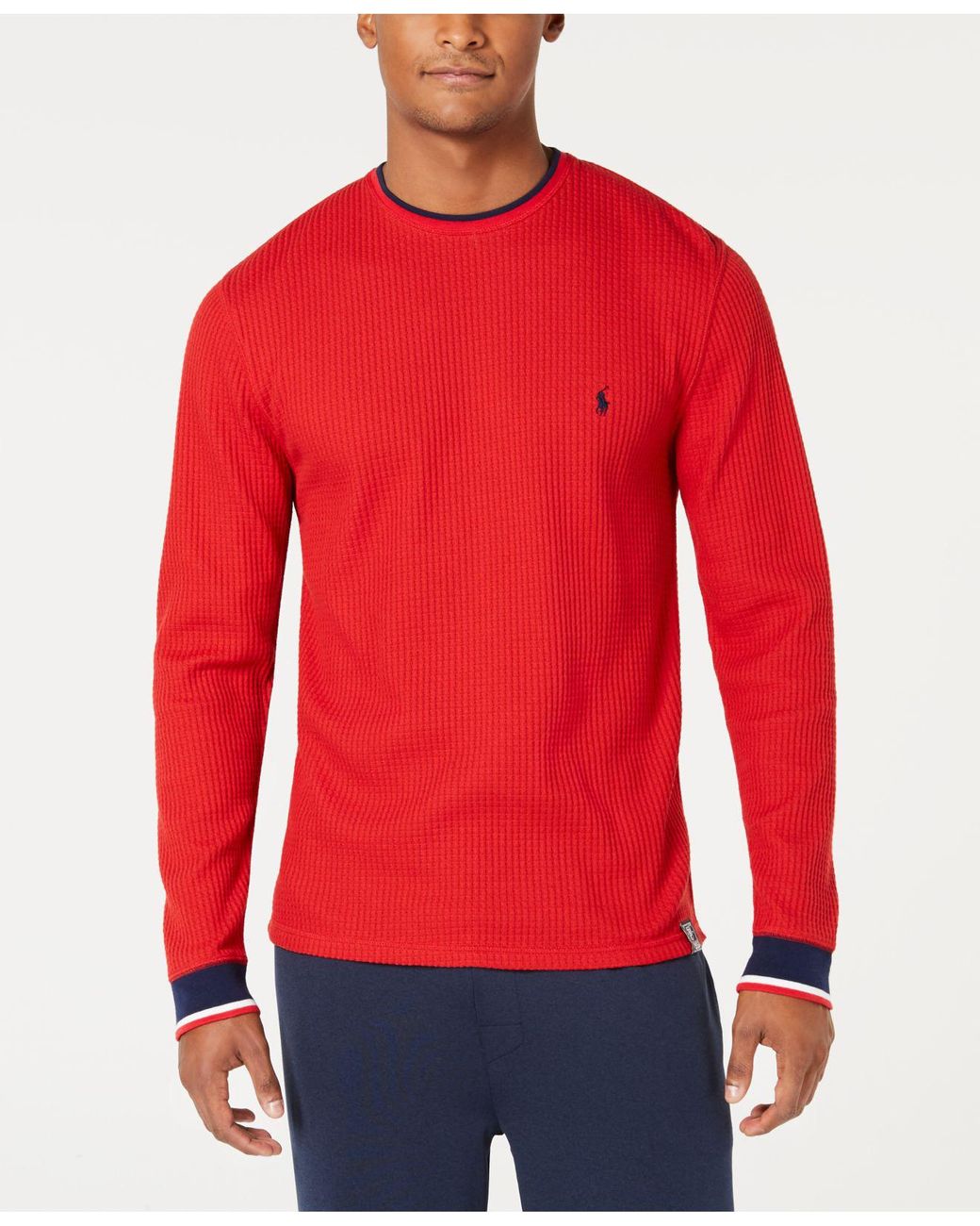 Polo Ralph Lauren Open Weave Waffle-knit Thermal in Red for Men | Lyst