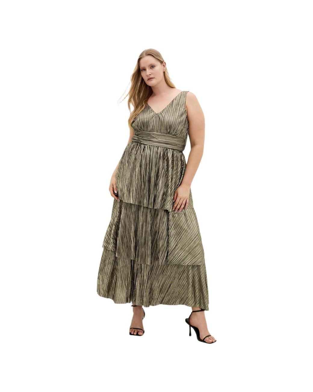City Chic Multicolor Glamour Metallic Tier Dress