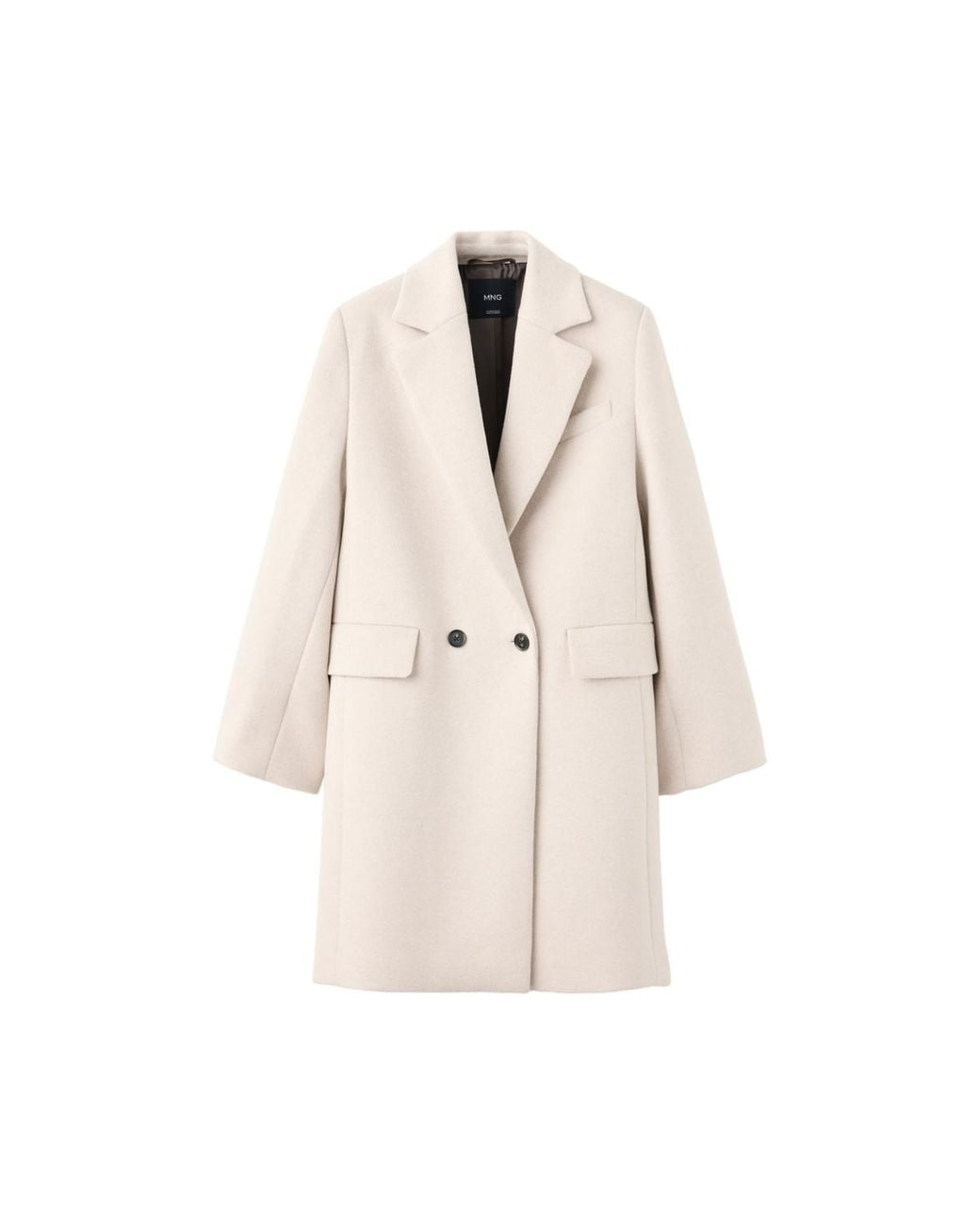Double Up Shell Mango Double-breasted Wool-blend Midi-length Coat in Natural | Lyst