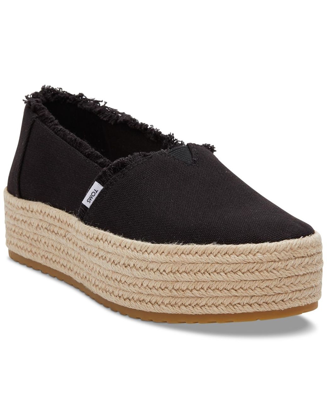 TOMS Black Valencia Canvas Platform Espadrilles