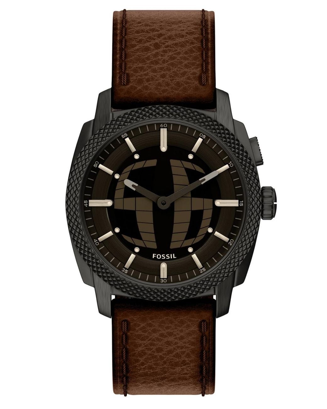 Fossil Black Machine Big Tic Leather Watch for men