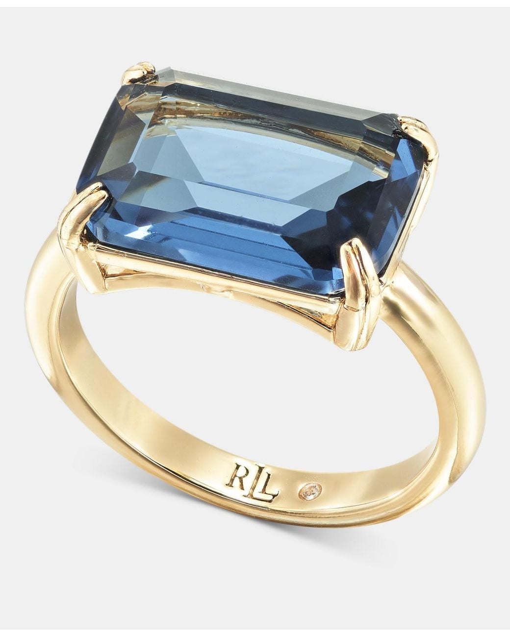 Ralph Lauren Square Stone Ring in Blue | Lyst