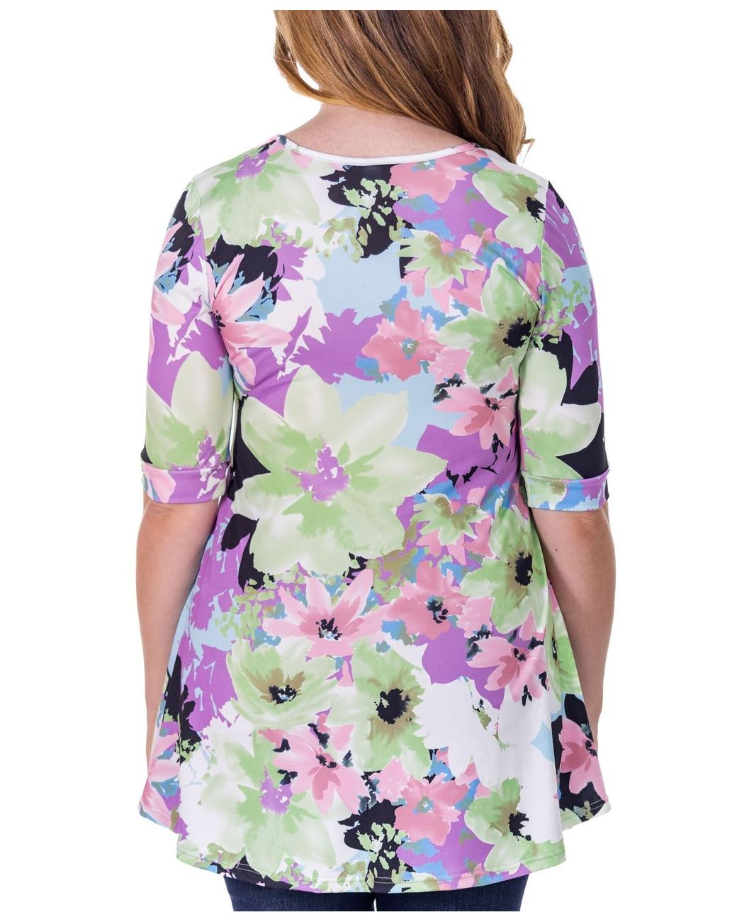 売れ筋商品|||２４セブンコンフォート カットソー トップス レディース Print Elbow Sleeve V Neck Henley Tunic Top Miscellane 24seven Comfort Apparel Print Elbow Sleeve V Neck Henley