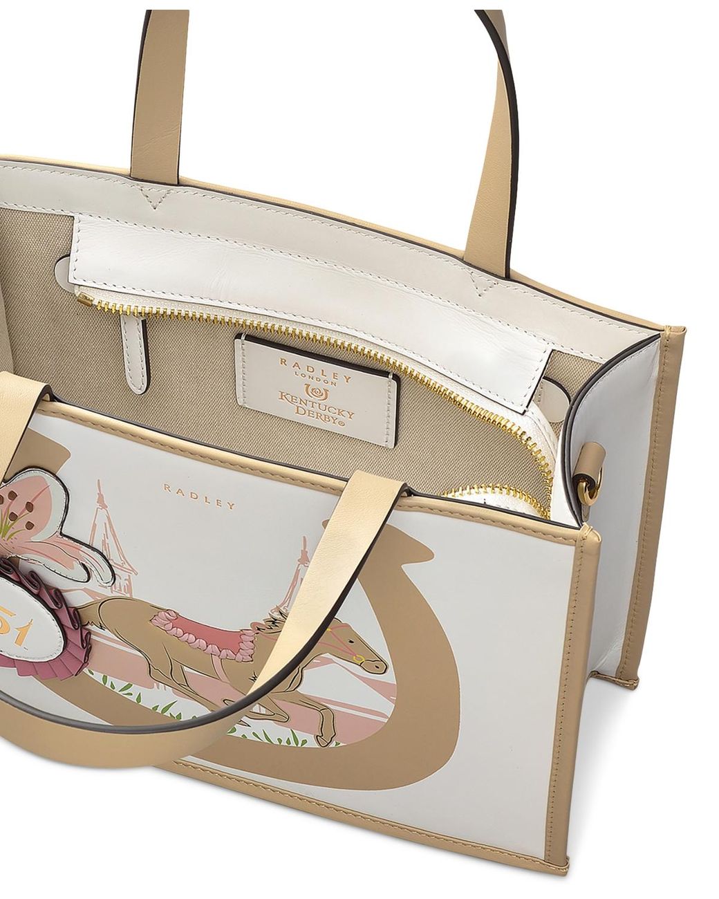 RADLEY Radley Toile 小型オープントップグラブ Radley Kentucky Derby Small Leather Open Top Grab Bag in