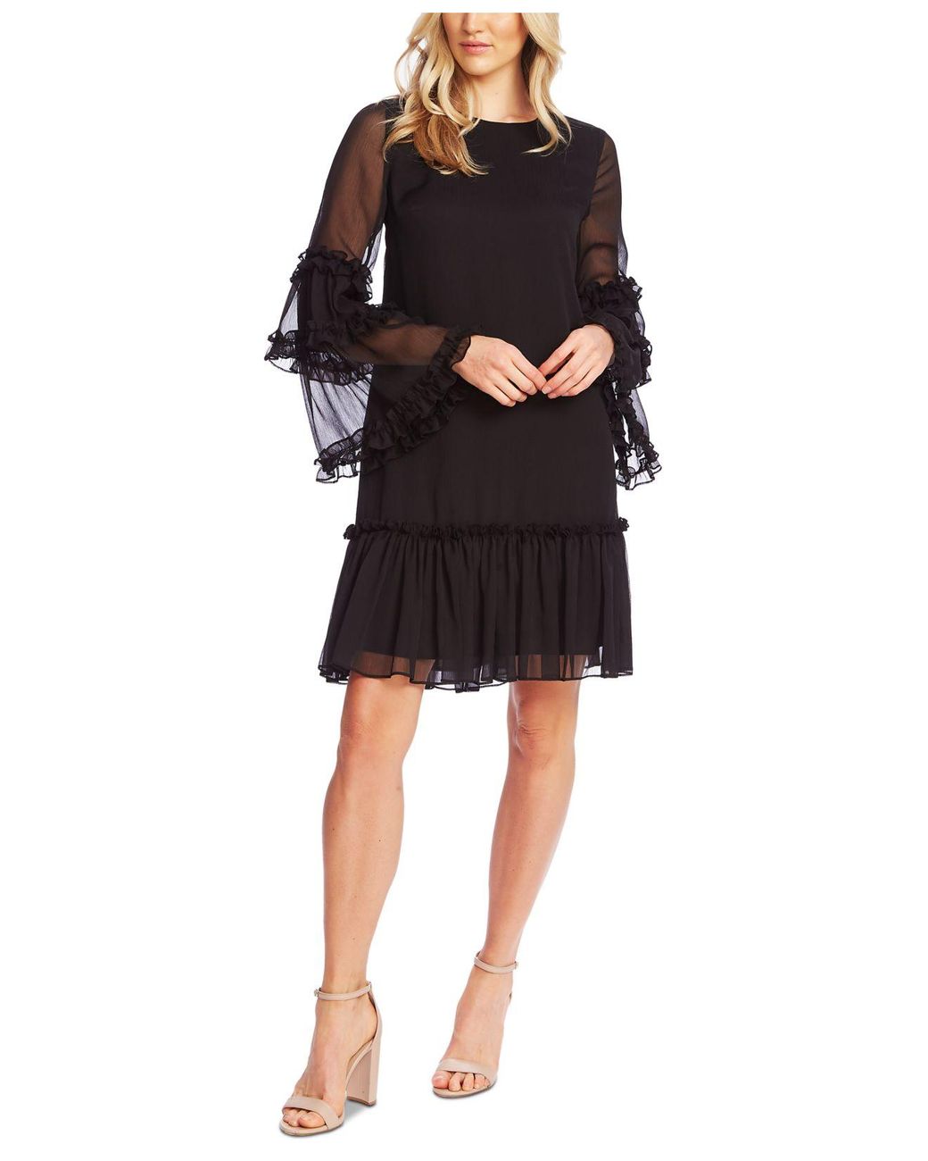 cece bell sleeve ruffle dress