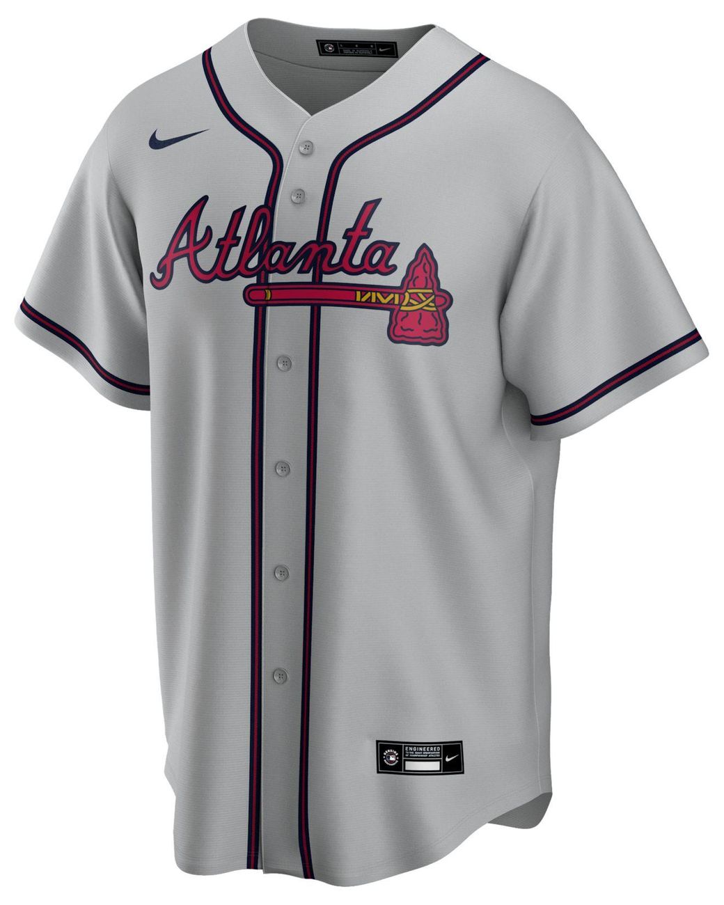 Nike Synthetic Atlanta Braves Official Blank Replica Jersey in Gray for