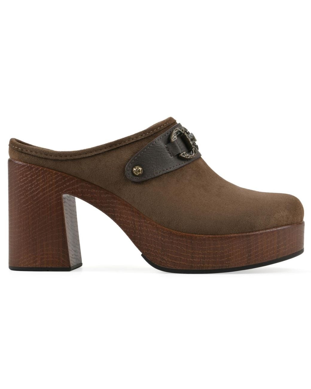 White Mountain Brown Barleys Platform Heel Mule Clogs