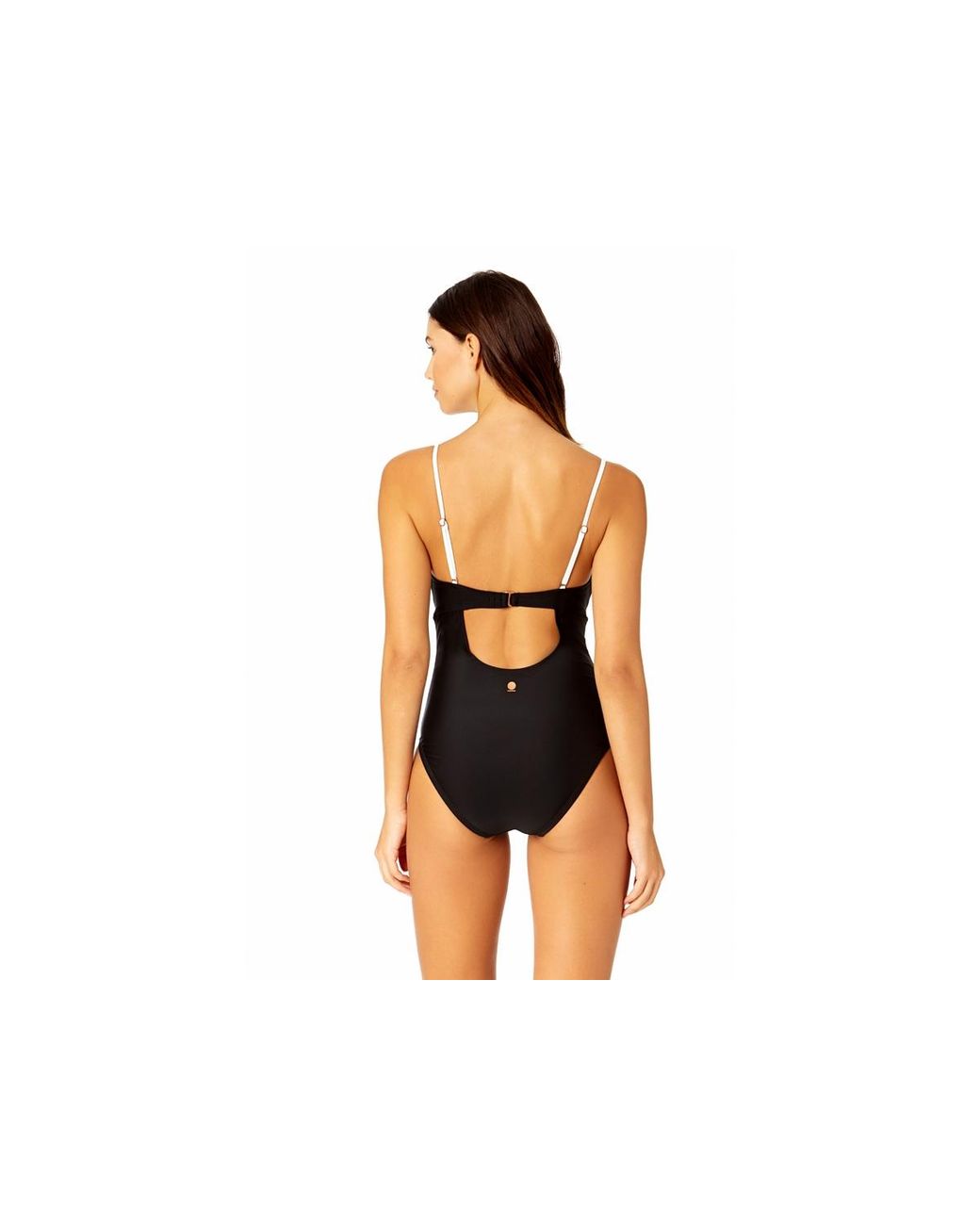 Coppersuit Black Solid Piped Keyhole One Piece Swimsuit