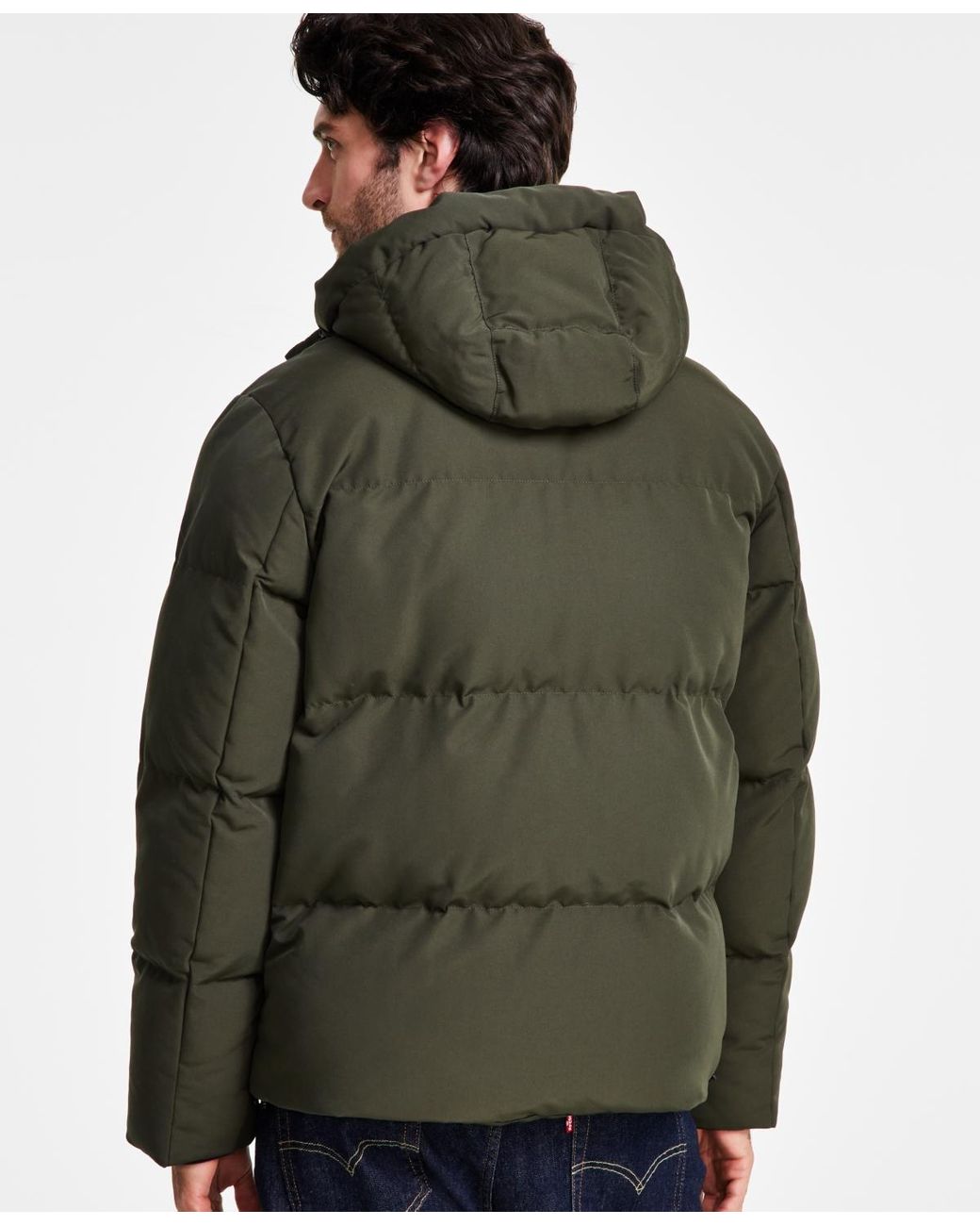 Levi's Brown Quilted Hooded Puffer Jacket for men