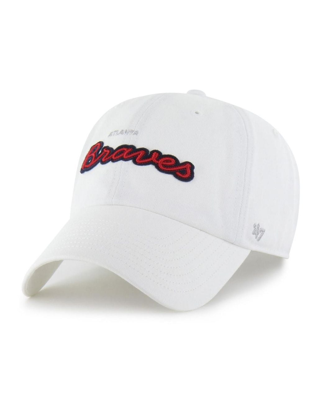 '47 White Atlanta Braves Trendy Script Clean Up Adjustable Hat