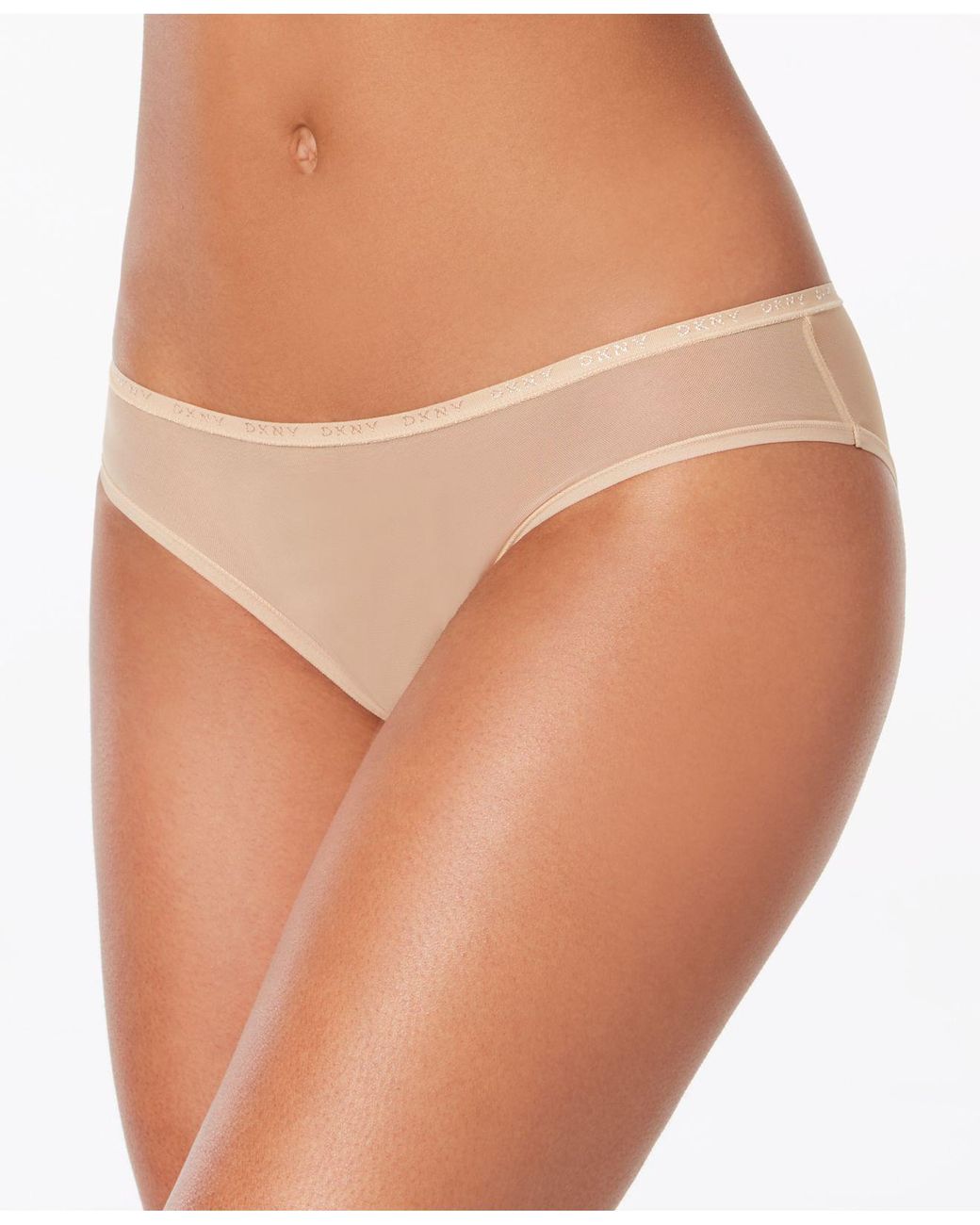 DKNY Synthetic Logo Mesh Bikini Underwear Dk5086 in Natural Lyst