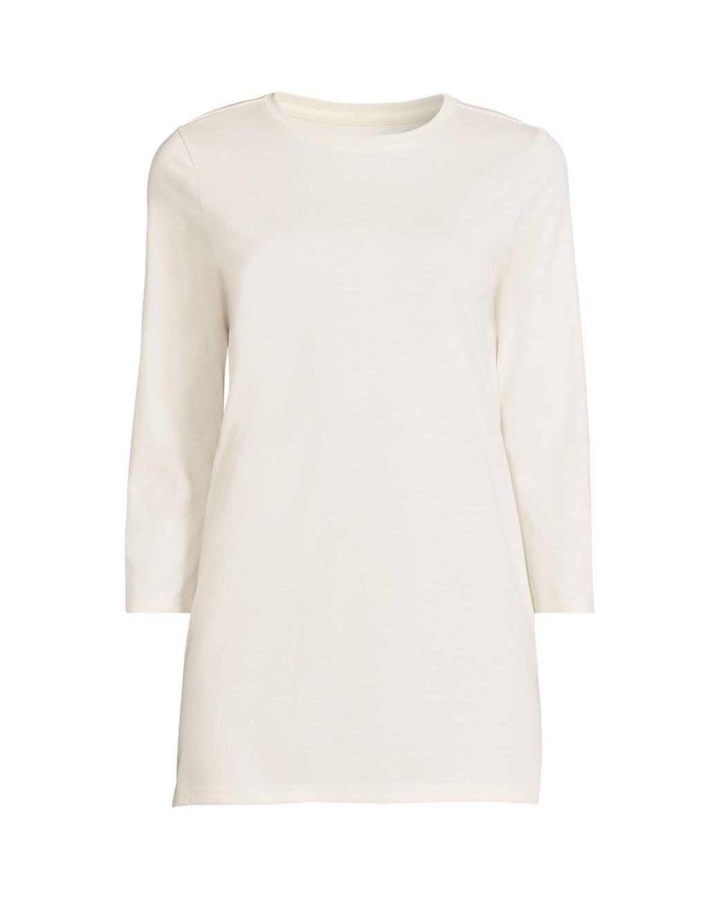 Lands' End White Plus Size 3/4 Sleeve Cotton Supima Tunic