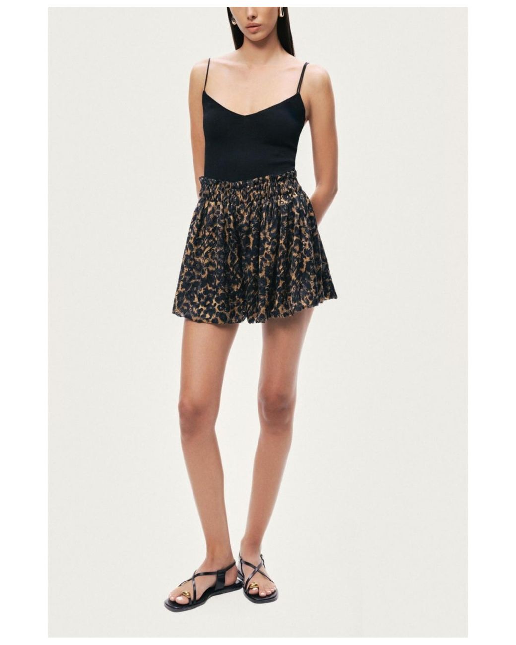 Nocturne Black Printed Mini Shorts
