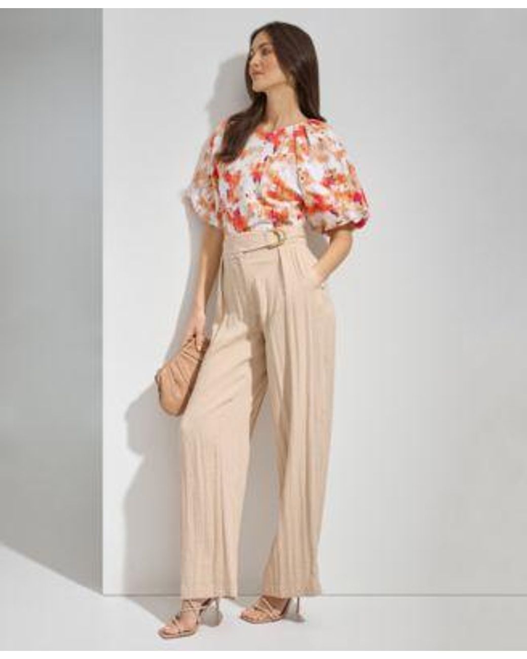 McCall's 7483 Misses' Short Sleeve Top and Pleated, Wide-Leg Pants