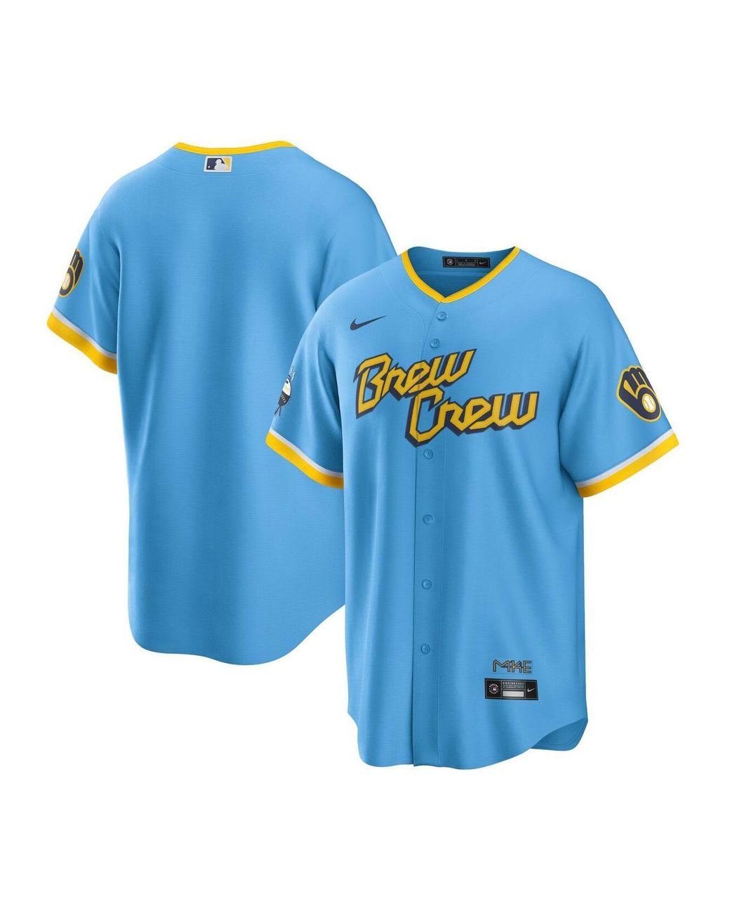 Nike Synthetic Powder Blue Milwaukee Brewers 2022 City Connect Replica