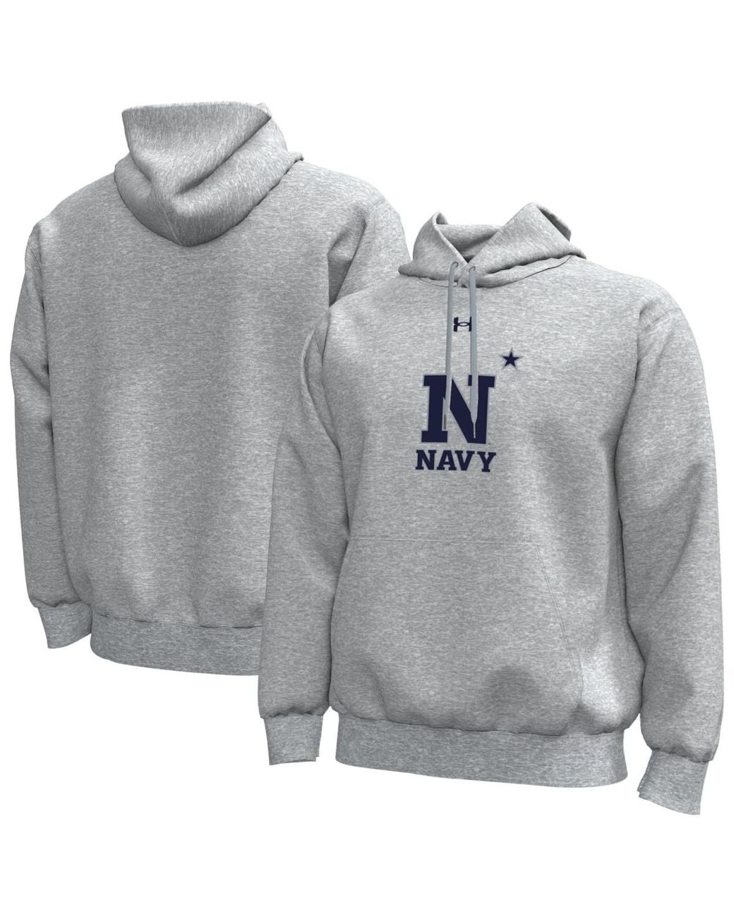 Under Armour Navy Midshipmen Core Icon Fleece Pullover Hoodie in Gray ...