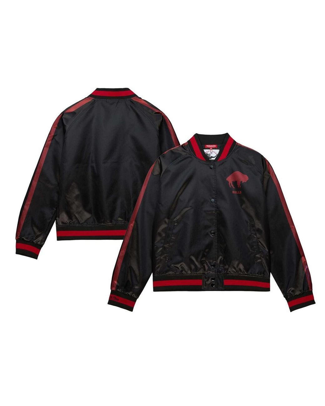 Mitchell & Ness Black Buffalo Bills Raglan Satin Full-snap Jacket