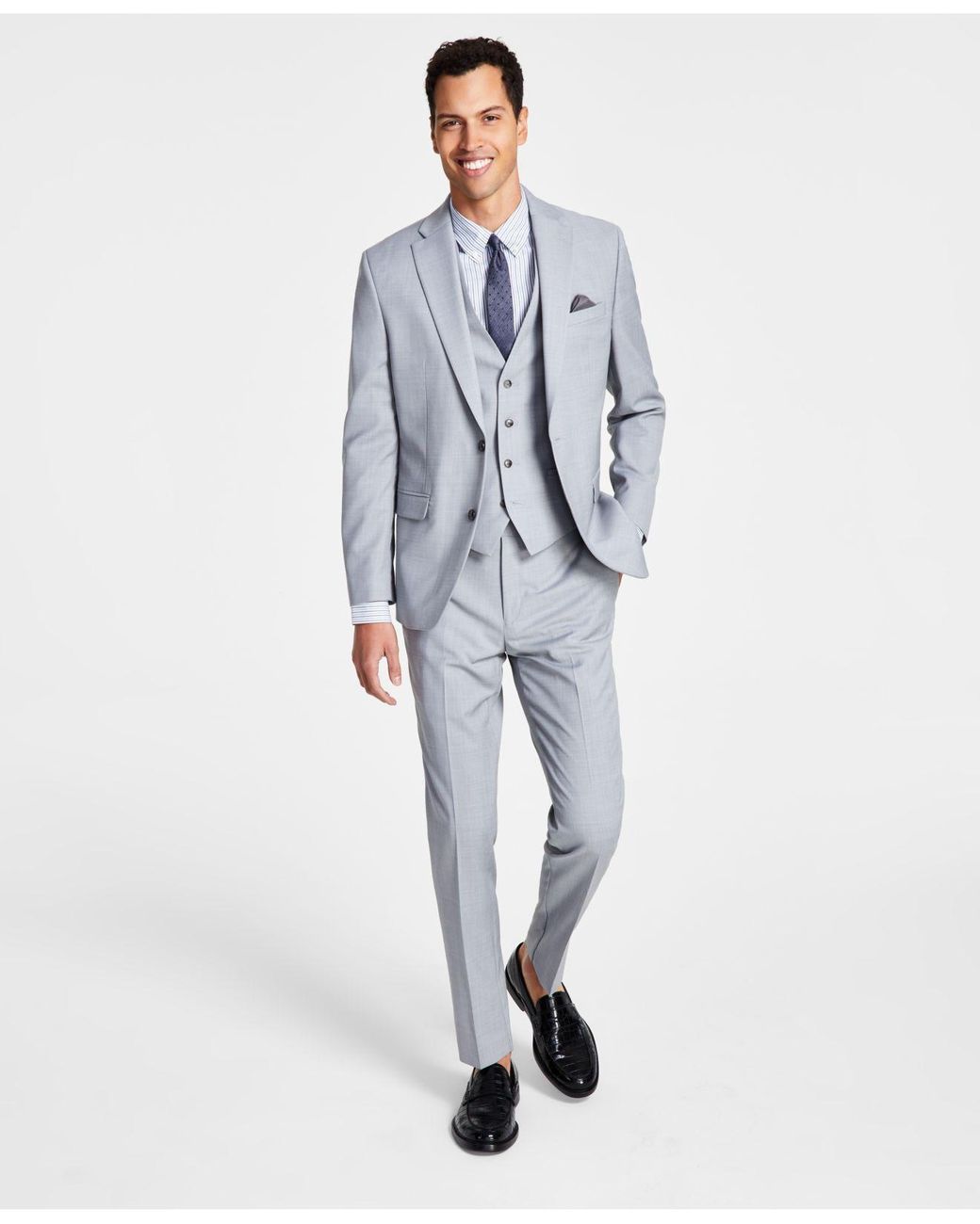 Bar Iii Wool Slimfit Sharkskin Suit Separates, Created For Macy's in
