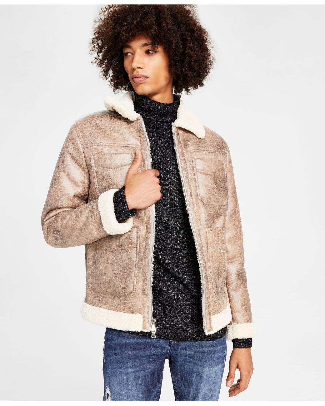 INC International Concepts Flynn Fleece Trimmed Zipfront Jacket