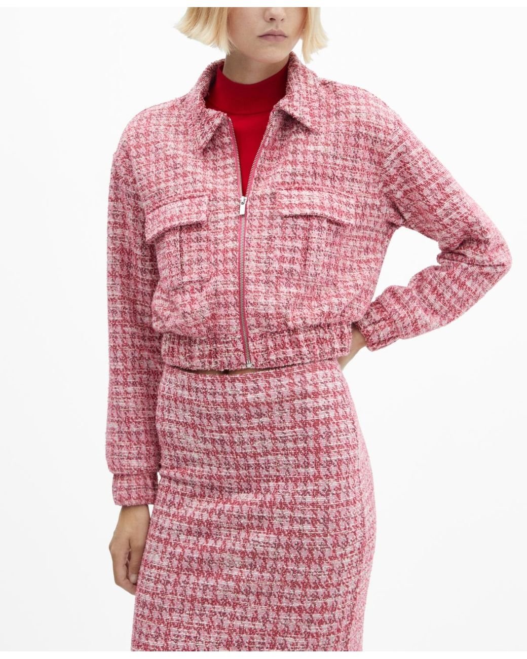 Mango pink hot sale tartan dress