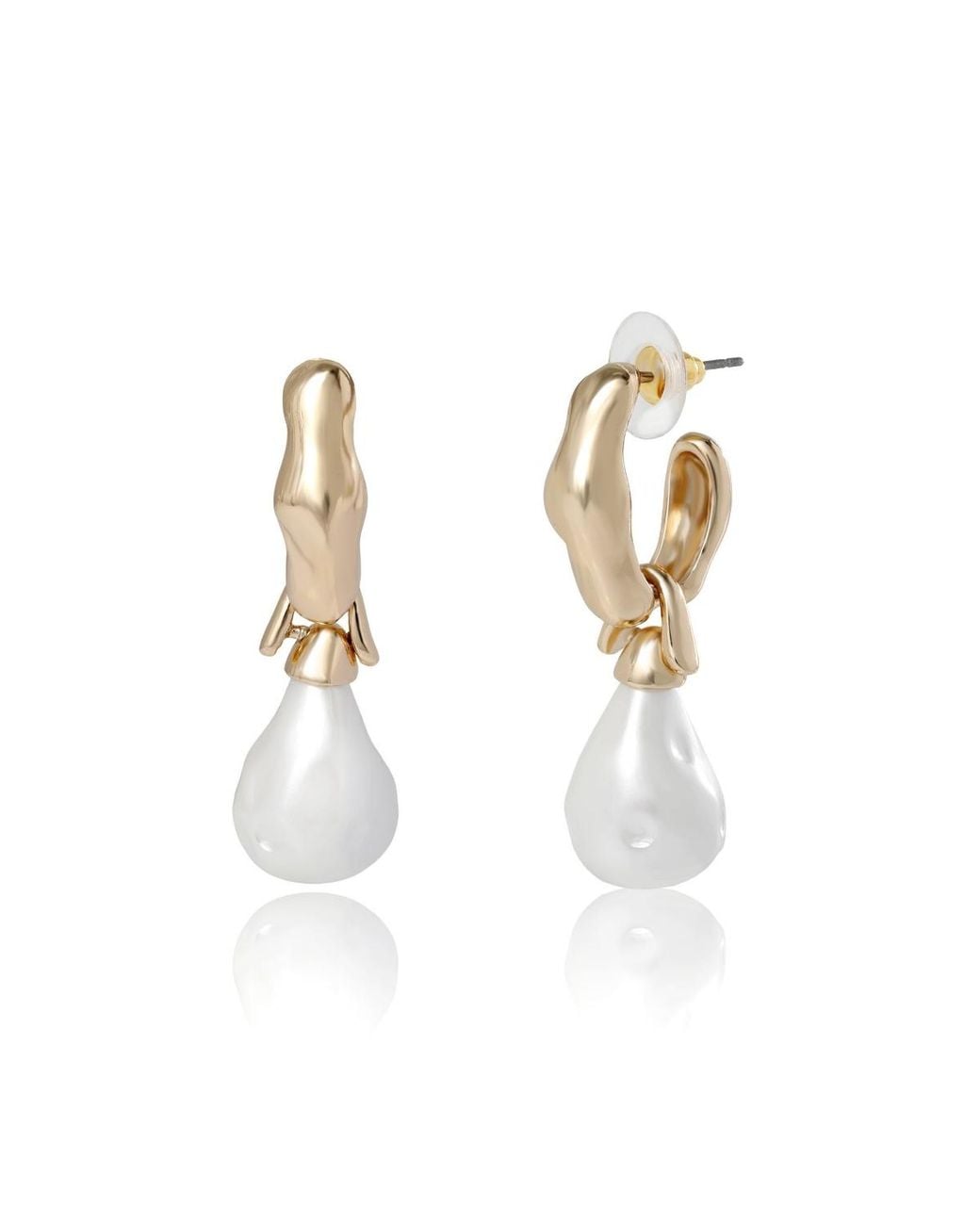 BCBGMAXAZRIA Metallic Hoop Post Drop Earring