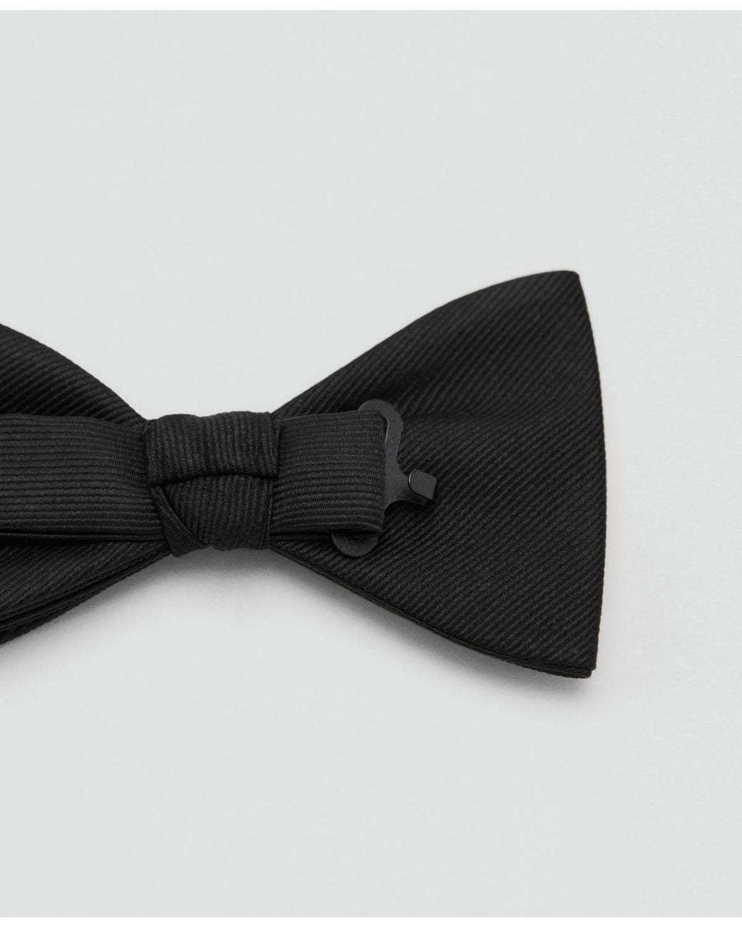 Mango Black Classic Microstructure Bow Tie for men