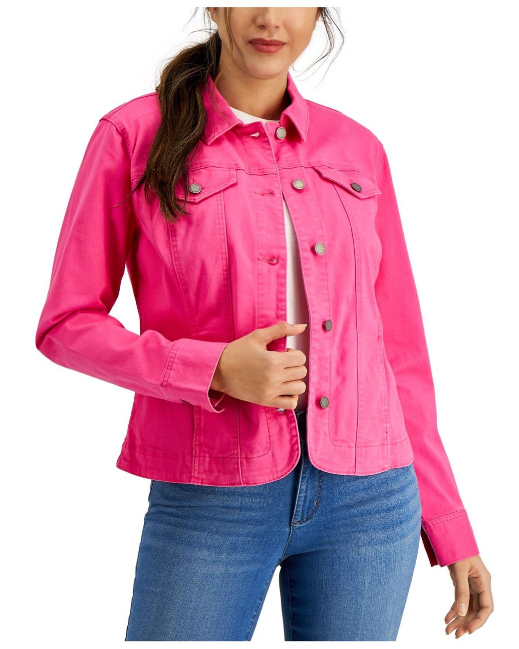 Charter Club Denim Jacket in Pink - Lyst