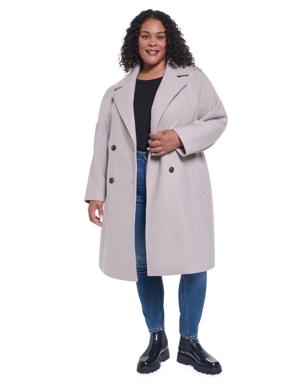 DKNY Purple Notch Collar Coat