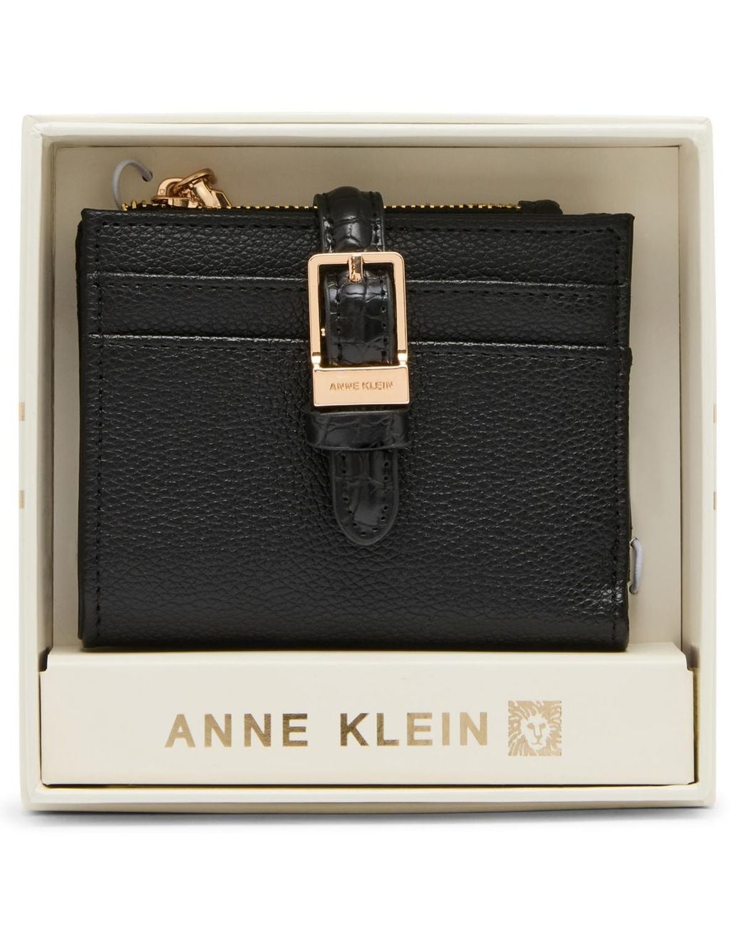 Anne Klein Black Buckle Designed Bifold Wallet