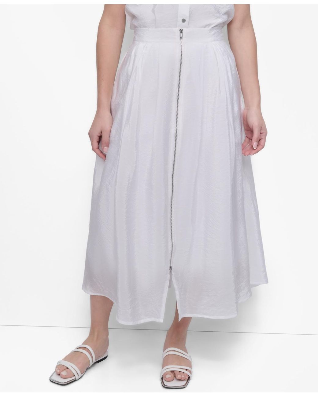 DKNY Zip-front Tech Midi Skirt in Purple | Lyst