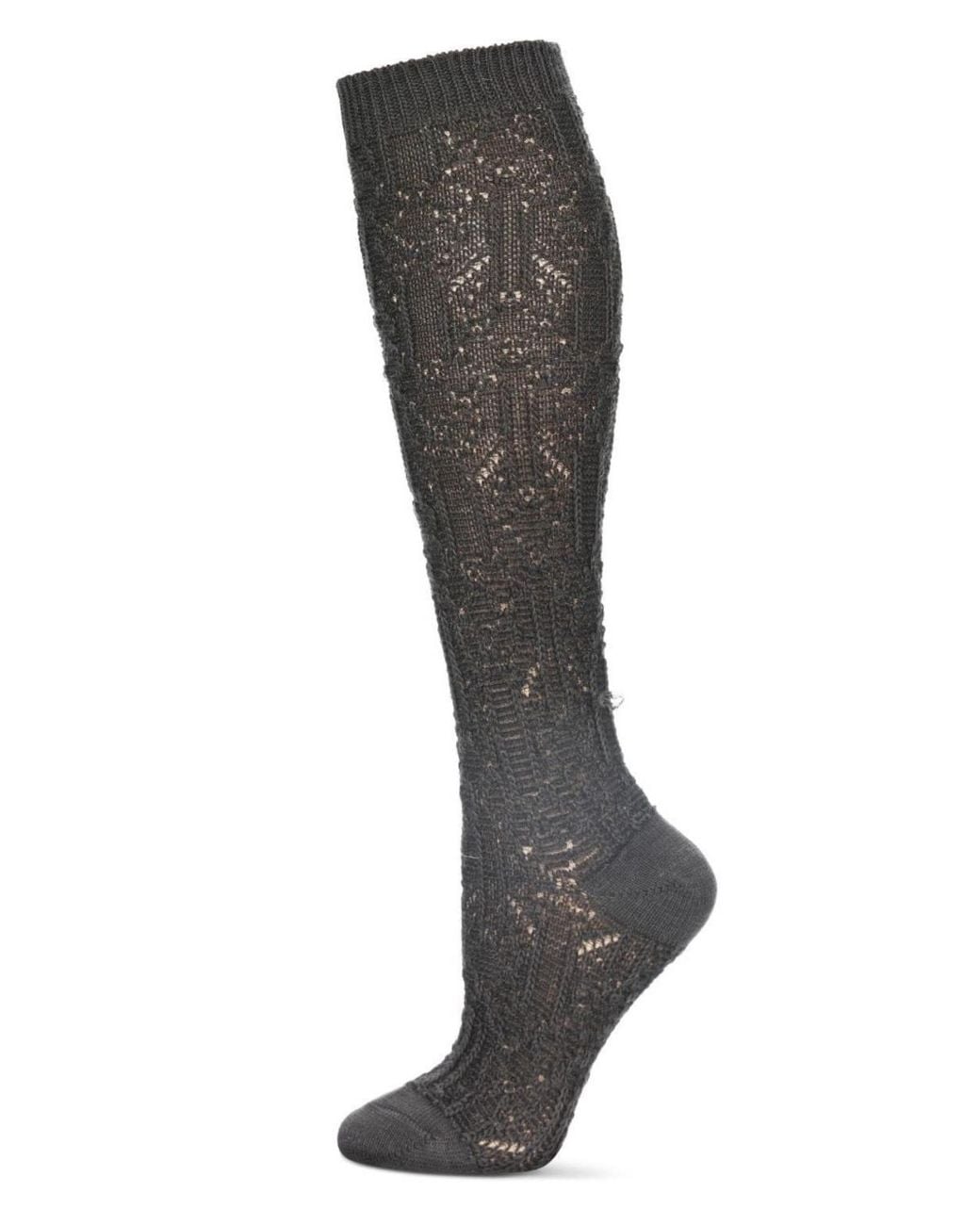 High Net Socks Memoi Net Flow Textured Open Knit Knee High Sock in Black | Lyst