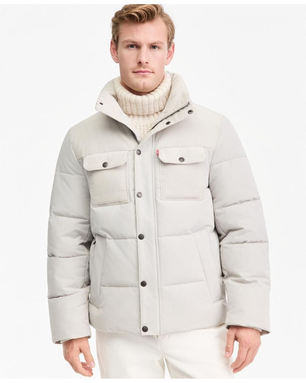Levi's White Mixed-media Puffer Jacket for men