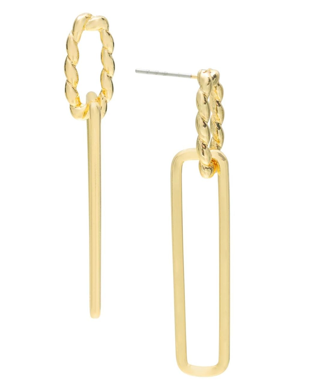 On 34th Metallic Twisted Linear Drop Earrings