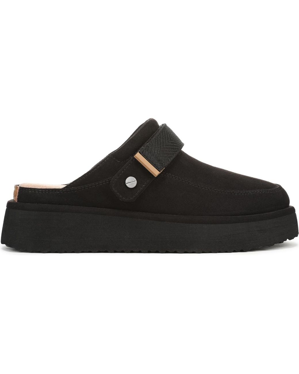 Dr. Scholls Black Chill Time Round Toe Platform Mules