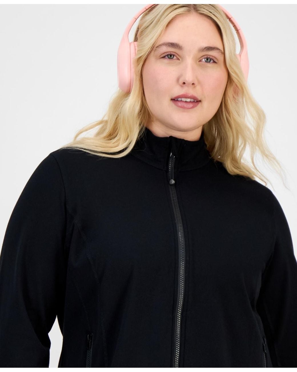 ID Ideology Blue Plus Size Soft Flex Solid Full-zip Jacket