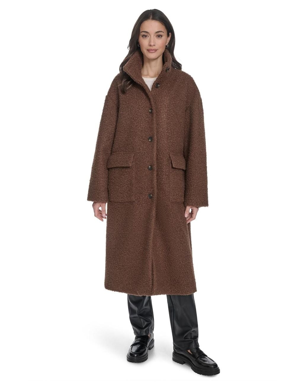 Levi's Brown Regular Boucle Stand Collar Car Coat