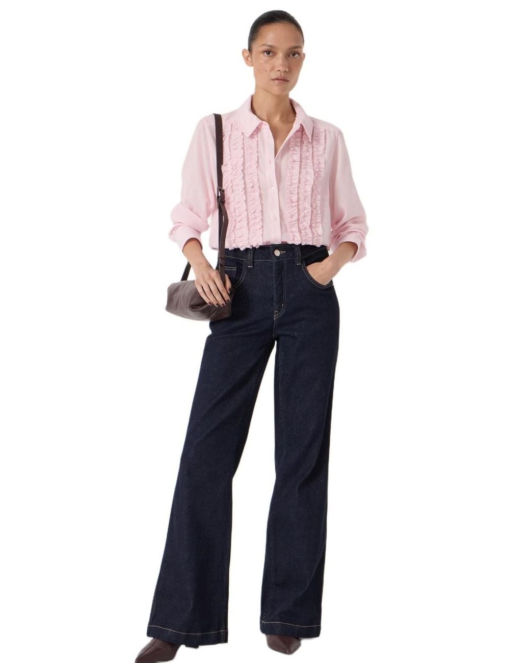 Hush Pink Chiffon Ruffle Blouse