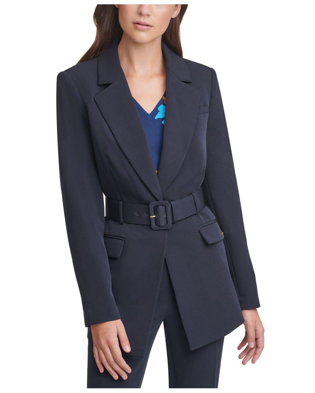 Women belted blazer sale