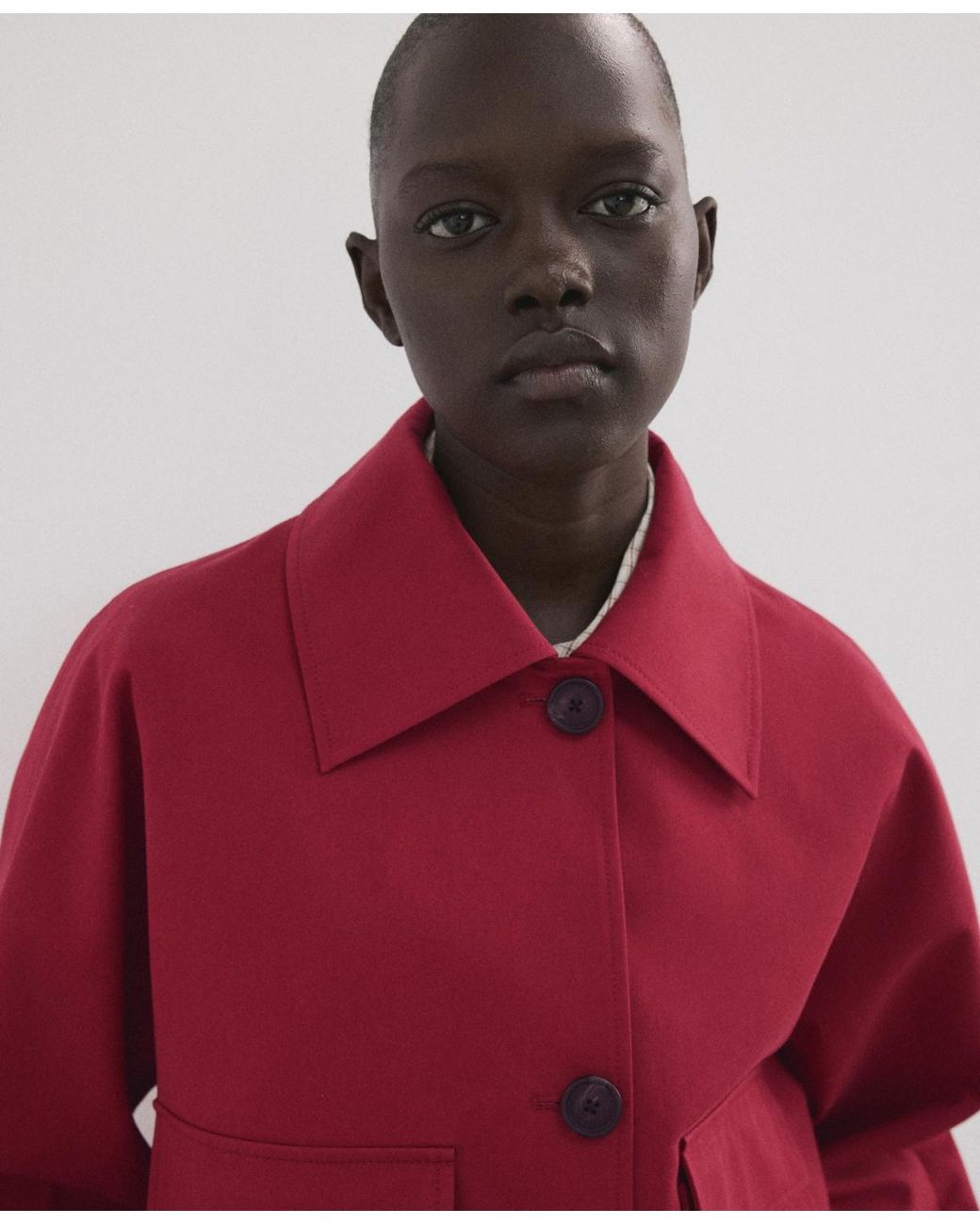 Mango Red Pockets Cotton Jacket