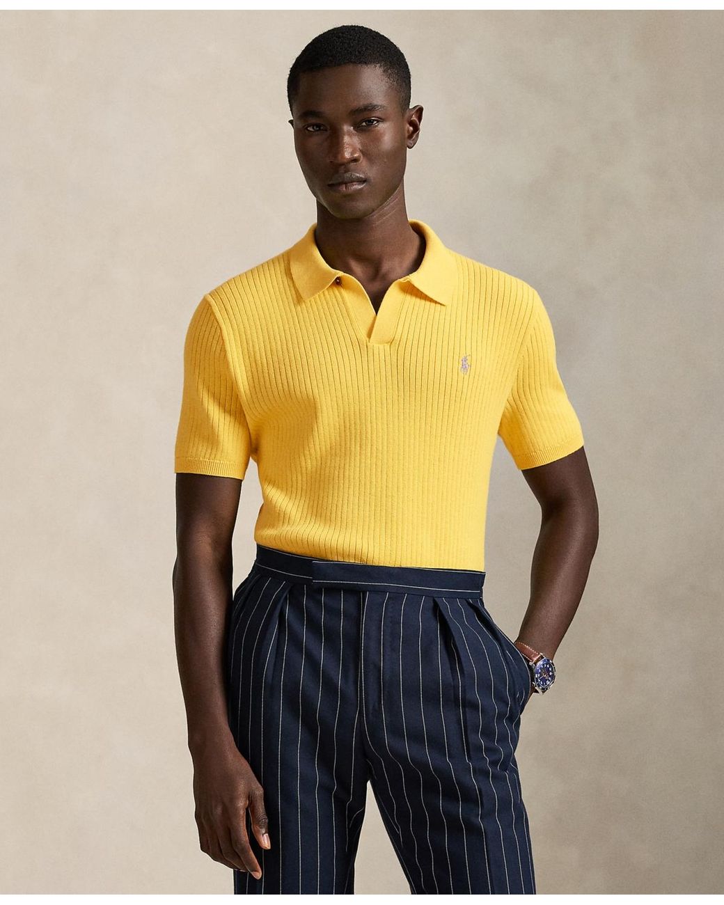 Polo Ralph Lauren Rib-knit Cotton Polo-collar Sweater for Men | Lyst