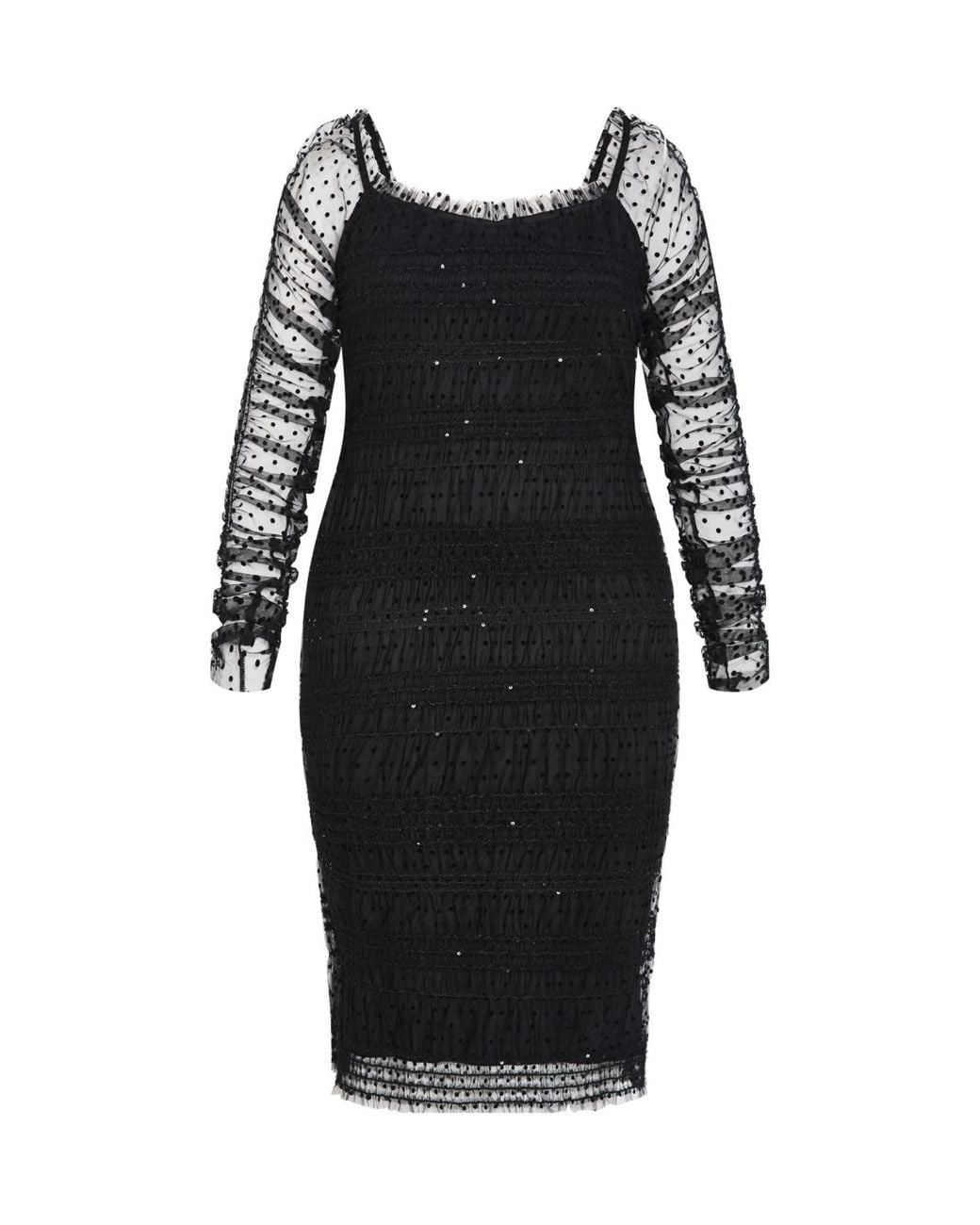 City Chic Black Sofie Dobby Spot Midi Dress