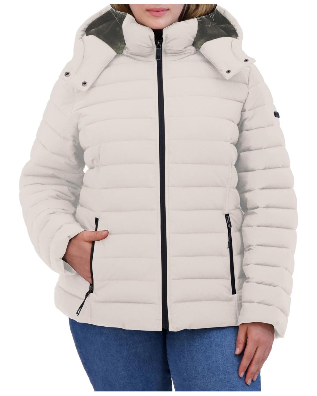 Nautica Women's Hooded Stretch Packable Puffer Coat Green Size X-Small