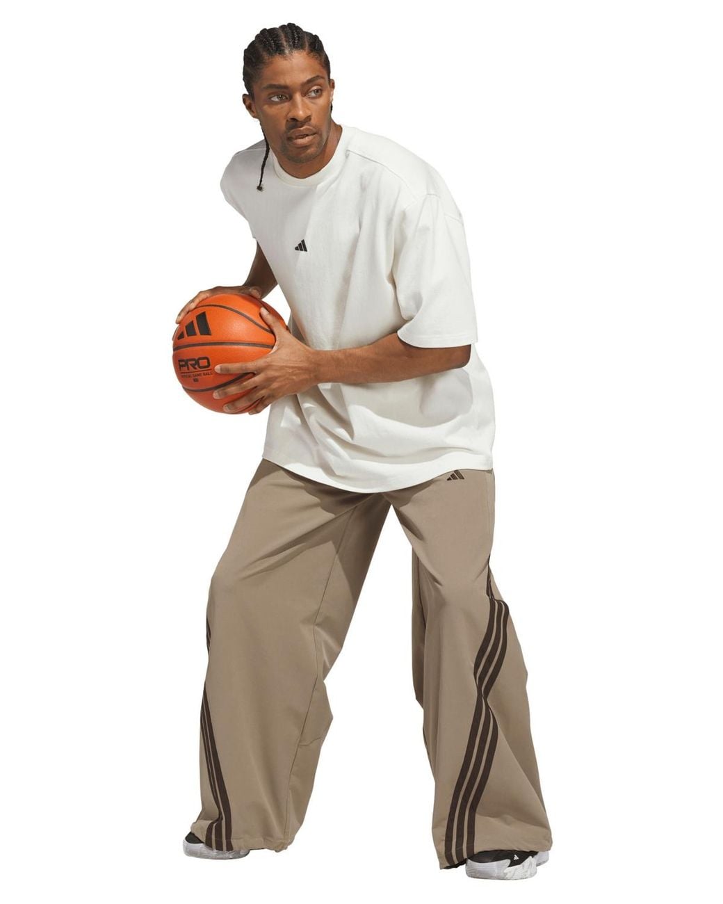Dobby Colouring In adidas Wide-leg Loose-fit Woven-dobby Pants in Natural for Men | Lyst