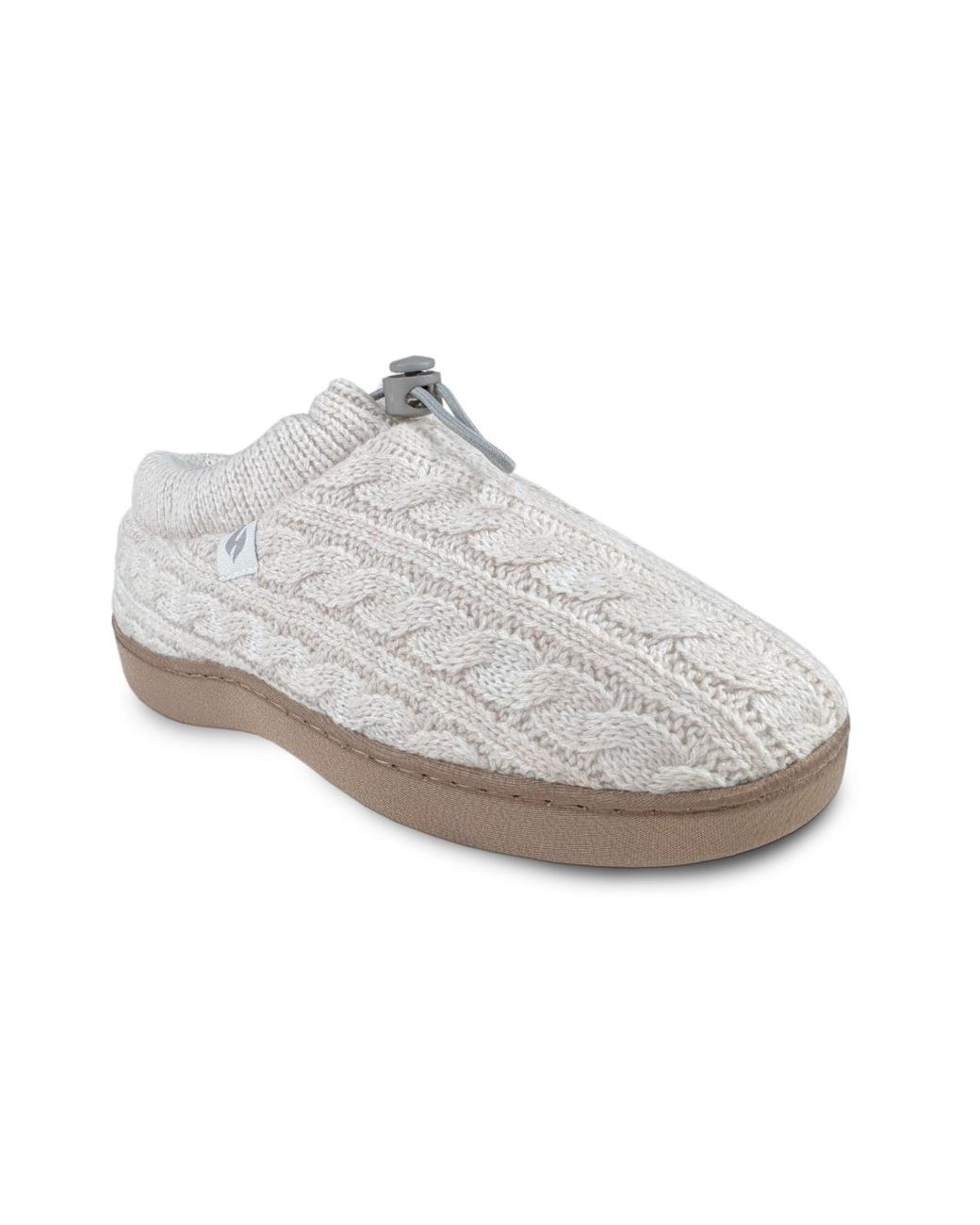 Heat Holders White Ava Cable Knit Drawstring Slippers
