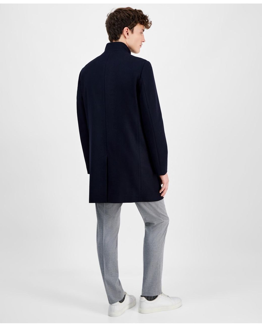 green emerald velvet dress Calvin Klein Men's Mayden Slim-Fit Wool Blend Overcoat MSRP $495