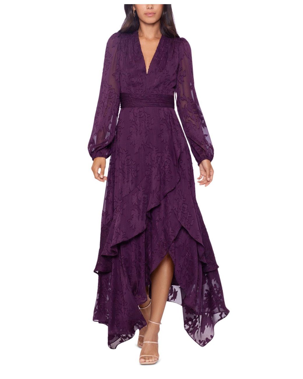 xscape ruffled gown